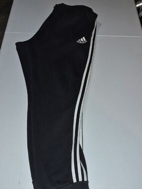 adidas Black Joggers with White Side Stripes